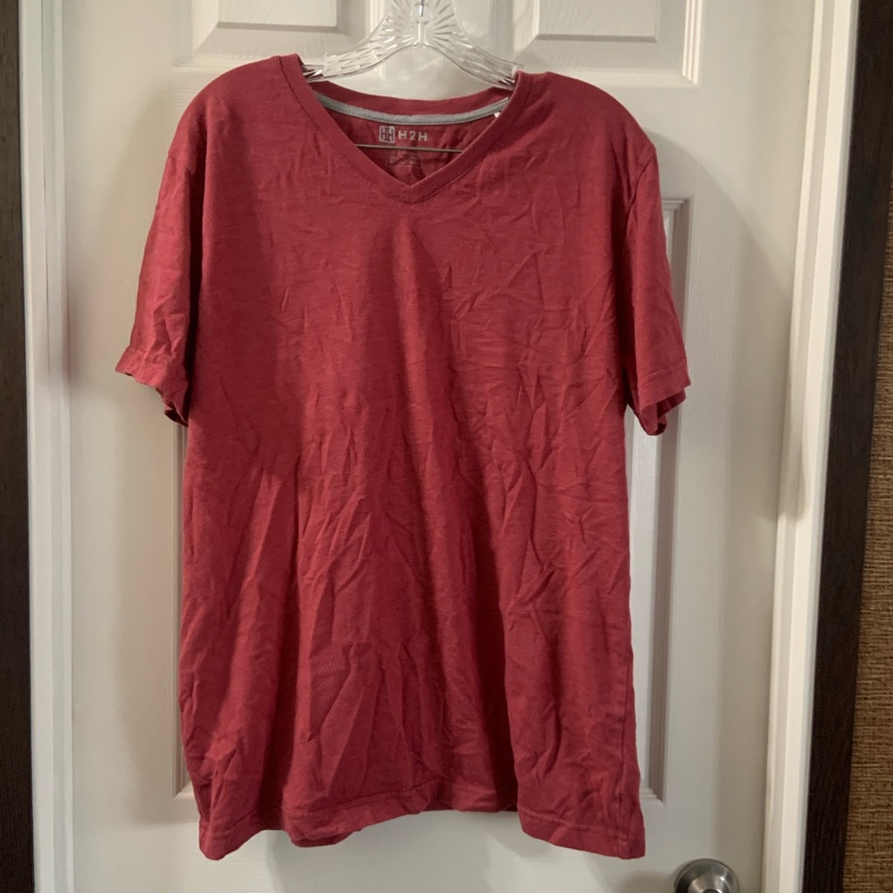 H2H Men’s Red V Neck Short Sleeve T-Shirt Size XL - Picture 1 of 6